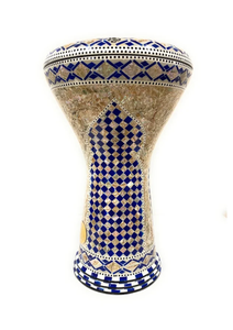 Darbuka Doumbek Gawharet El Fan de 17.5 pulgadas, tambor folclórico hecho a mano con incrustaciones de aluminio y nácar - Product Image 4