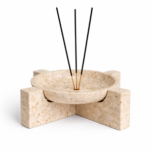 Porte-encens en marbre blanc naturel, style bol, artisanal, support pour bâtonnets d'encens en pierre, rond, en marbre, brûleur d'arômes, minimaliste, méditation - Product Image 6