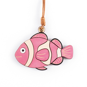 Cute Leather Clownfish Keychain Personalized Leather Keychain Doll with Wristlet & Purse Charm Handmade Craft Gift