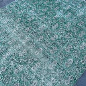 พรมตุรกีวินเทจขนาด 6.6x10.2 ฟุต พรมปูพื้น พรมขอบสีเขียว - Product Image 5