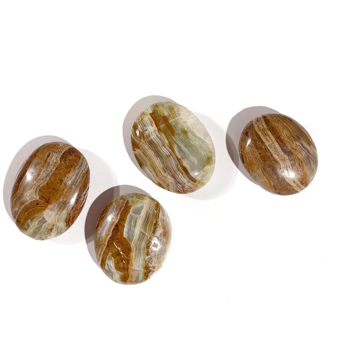 Green Banded Onyx Palm Stone, Natural Green Onyx Palm Stone, Green Onyx Palm Stone Palm Stone
