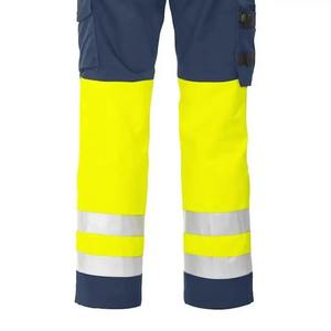Pantalon de travail bleu marine personnalisé pour homme avec bandes réfléchissantes et plusieurs poches pour une utilisation sécurisée et protectrice - Product Image 3