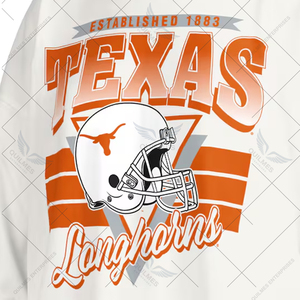 Personalización de alta calidad Universidad de Texas Longhorns Mujeres Janice Retro Logo Sudadera de gran tamaño-Blanco - Product Image 4