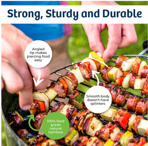 Eco-Friendly Bamboo Skewers 10 Inch, Disposable Wooden Skewers for <b>BBQ</b> and Party Use - Product Image 4