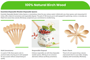 Ensemble de couverts en bois biodégradable, cuillère, fourchette, couteau, couverts écologiques pour la restauration et les plats à emporter - Product Image 6