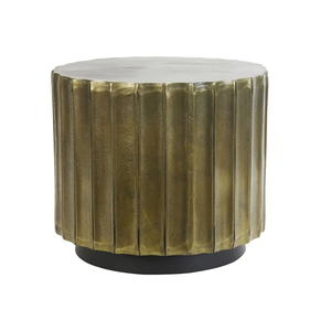 Tabouret d'appoint rond en aluminium durable plaqué or, meuble décoratif avec incrustations d'os pour salon et chambre à coucher - Product Image 1