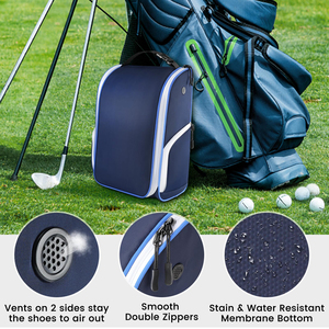 Travel-Friendly Polyester Golf Shoe Bag with Easy Access Zipper Breathable Side Panel Eco-Friendly Drawstring Closure - Product Image 5