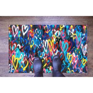 Colorful Hearts Rug, Machine <b>Washable</b> Printed Rug, Modern Multicolor <b>Runner</b> Rug,With Pile Soft Rug - Product Image 5