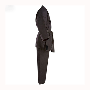 Uniforme de karaté pour adultes, noir, 100% coton, durable, unisexe, vêtements d'arts martiaux, coupe classique, teinture unie, en stock - Product Image 2
