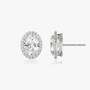 925 Silver Moissanite Diamond Wedding Engagement Anniversary Party Stud <b>Earrings</b> Jewelry-<b>Halo</b> Style - Product Image 3