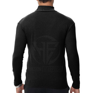 Warm Seasonal Basic Top Ribbed Fabric Long Sleeves and Elevated Neckline <b>Men</b> <b>Turtle</b> <b>Neck</b> Shirt - Product Image 2