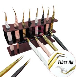 Pince à épiler à pointe en fibre de diamant rose de marque privée 45 à 90 degrés en forme de L - Product Image 3