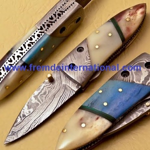 Couteau pliant en acier damas et traversin en laiton Couteau pliant fait à la main de haute qualité - Product Image 4