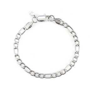 Conjunto de Cadena y Pulsera Figaro Plateada de 5MM, Acero Inoxidable con Baño de Rodio, Joyería Unisex para Regalo - Product Image 5