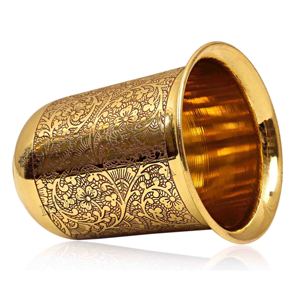IndianArtVilla Vaso de vidrio con diseño en relieve de latón puro, vasos de 270 ML para almacenamiento y servicio - Product Image 2