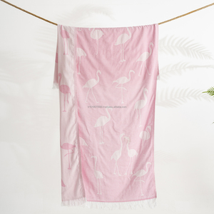 Verano turco Hamam Pestemal Toallas de playa al por mayor-100X180CM 100% algodón Peshtemal Toalla 40x70in Pink Flamingo print - Product Image 3