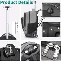 Mochila Impermeable con Ruedas para Portátil, Material de Nylon y Cuero, Bolsa de Viaje Escolar para Portátil