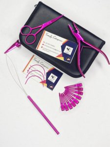 Pince d'extension de cheveux en acier inoxydable de couleur métallique rose professionnelle ensemble crochet aiguille outils de cheveux Kit d'accessoires durable - Product Image 5