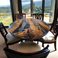 Table à manger/à café de luxe moderne en résine et bois d'acacia, faite à la main, résistante à l'eau, pour usage intérieur, décoration de la maison, salon, retraite, Diwali