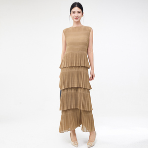 High Quality Women Fashion <strong>Dress</strong> Design Summer Ruffle Sleeveless Solid Color Party <strong>Dress</strong> - Product Image 1