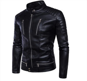 Veste en cuir vintage décontractée de nouvelle conception en gros personnalisée pour hommes, tenue de printemps, design de veste en cuir de motard avec poche - Product Image 2