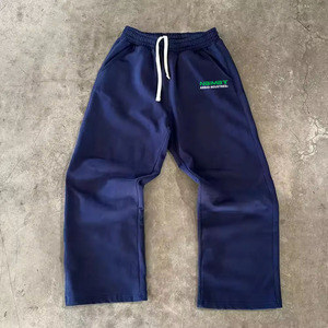 Customized Men Casual Mid Heavy Cotton Woolen Flare Pants High Quality Regular Fit Heavy Weight <b>Trousers</b> - Product Image 6