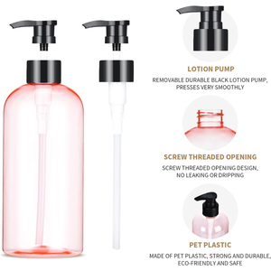 Botella de bomba de plástico, dispensador de botellas de bomba de champú vacío de 16 oz/500 ml, botellas de bomba portátiles para champú y líquido acondicionador - Product Image 4