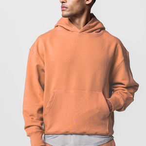 Sweat à capuche en coton basique oversize pour hommes, sweat-shirt brodé de style décontracté d'automne avec poche kangourou et motif bouffant en relief - Product Image 6