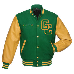 GANTS de bombardier en laine noire avec logo personnalisé de haute qualité City Varsity Jacket à manches en cuir Baseball Letterman Varsity Jacket pour homme - Product Image 1