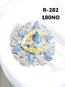 Anillo de diseñador de lujo para mujer, latón en forma de lágrima azul con gran cristal central, joyería Premium - Product Image 1