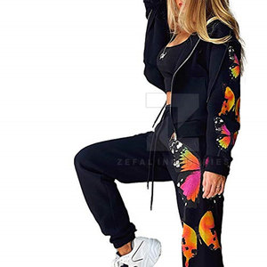 ชุดวอร์มผู้หญิงผ้าฝ้าย100% มีฮู้ดเป็นมิตรต่อสิ่งแวดล้อมชุดวิ่งจ๊อกกิ้งเสื้อแขนยาวดีไซน์ล่าสุด - Product Image 5