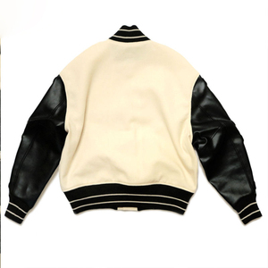 Chaqueta Personalizada 2025, 100% Lana, Mangas de Cuero Genuino, Interior Acolchado de Poliéster, Parches Bordados de Chenilla, MOQ Bajo - Product Image 2