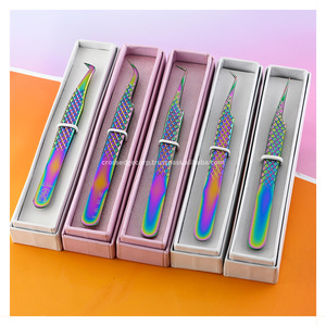 Kit de meilleure qualité de pince à épiler pour extensions de cils pince à épiler incurvée pour bottes extension de cils en fibre pour poils incarnés - Product Image 1