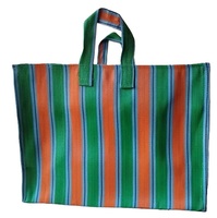 Sac fourre-tout personnalisable en PP tissé, écologique et réutilisable, avec fermeture éclair, poignées à rayures en plastique recyclé, pour supermarché et exposition