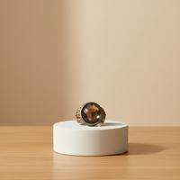 Bague en argent sterling 925 avec quartz fumé naturel mexicain fait à la main et grenat