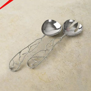 Cucharas de diseño de hoja hermosa chapadas en oro - Product Image 2