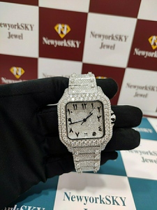 Montre en diamant Moissanite glamour de luxe unisexe élégante sertissage fait à la main en acier inoxydable de marque entièrement glacé de qualité supérieure - Product Image 2