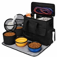 Sac de voyage pliable portable grande capacité pour chiens et chats, avec rangement extérieur pour nourriture pour animaux