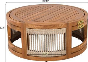 Ensemble de salon de jardin en corde tressée avec canapé et chaises rembourrées et table basse ronde - Product Image 3