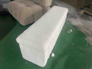 Meubles de maison chambre à coucher salon hôtel moderne blanc tissu stockage pouf banc chaussures bancs de stockage - Product Image 4