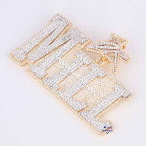 Venta caliente 14 Kt oro amarillo sólido VVS claridad laboratorio cultivado diamante Hip Hop colgante diseño único para regalo de moda - Product Image 5
