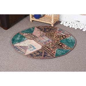 Tapis Patchwork en Laine Beige Vintage Fait Main Grand Tapis Rectangle (3.3X3.3 Ft) Classique pour Vivre pour Couloir Peluche Latex - Product Image 3