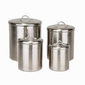 Recipiente de almacenamiento de alimentos de Metal de estilo clásico, acabado plateado redondo para utensilios de cocina, recipiente de almacenamiento de alimentos con tapa - Product Image 2