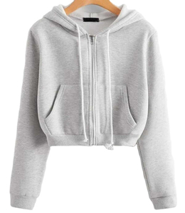 Ventes en gros de sweats à capuche courts pour femmes avec logo personnalisé, sweats à capuche courts en coton pour femmes, sweats à capuche courts à la mode, taille plus, conception OEM - Product Image 1