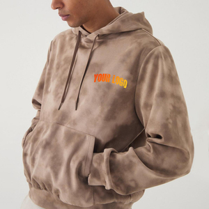 เสื้อกันหนาวมีฮู้ดสำหรับผู้ชายทรงโอเวอร์ไซส์ลายสกรีนโลโก้แบบสวมหัวสีซีดจางสไตล์สตรีท - Product Image 4