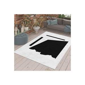 Ensemble de tapis imprimé numérique dessin abstrait noir et blanc - Product Image 3
