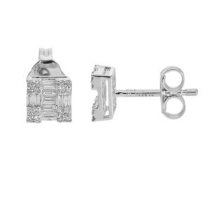 ต่างหูสตั๊ดสี่เหลี่ยมสีทอง14K ประดับเพชรบาแกตต์0.39CTW สง่างามรูปทรงเรขาคณิตคลัสเตอร์ชุดเครื่องประดับเพชร - Product Image 2