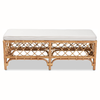 Banc en rotin contemporain Boho Chic fabriqué à la main avec coussin Mobilier naturel pour salon Appartement Hôtel Villa Utilisation extérieure