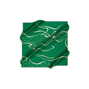 <b>Green</b> <b>Silk</b> Square Floral Pattern Scarf - Product Image 1
