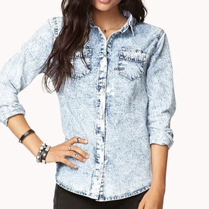 Chemises en jean en coton à manches longues de meilleure qualité Chemises décontractées pour femmes Produits les plus vendus avec logo personnalisé Chemises en jean - Product Image 1